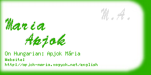 maria apjok business card